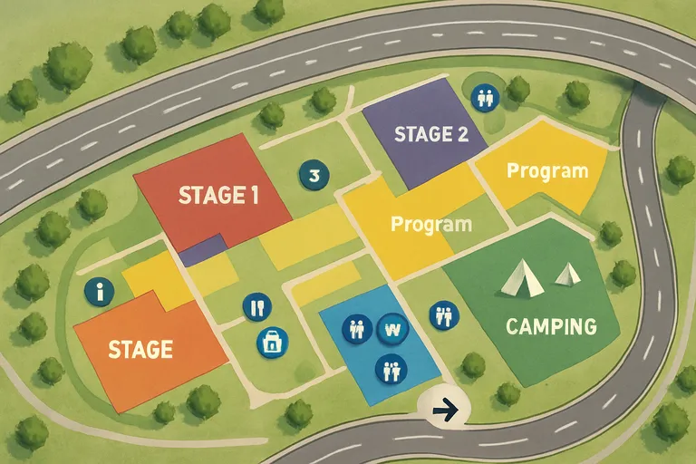 Belangrijkste zones en symbolen op de plattegrond